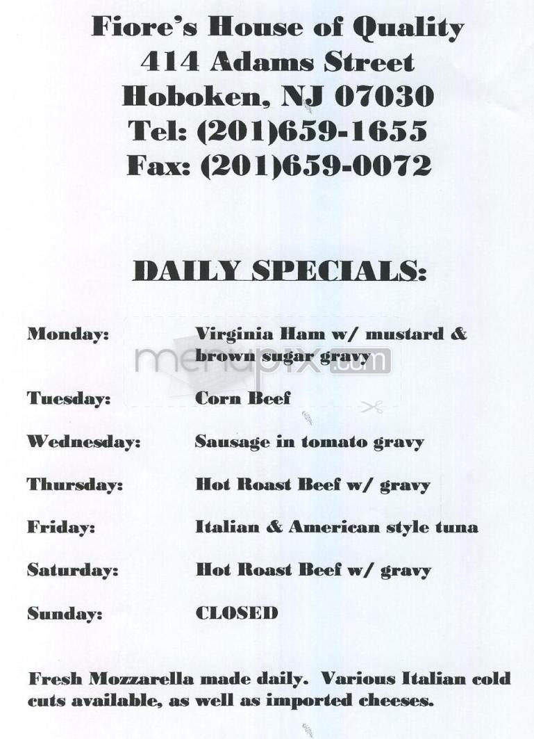 Fiore House Of Quality - Hoboken, NJ menu_pic