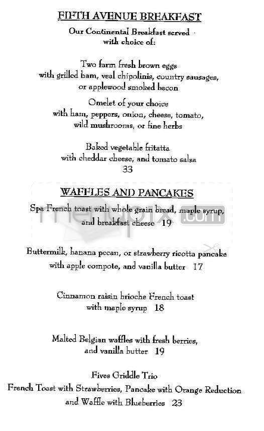 Fives (Peninsula Hotel) - New York, NY menu_pic