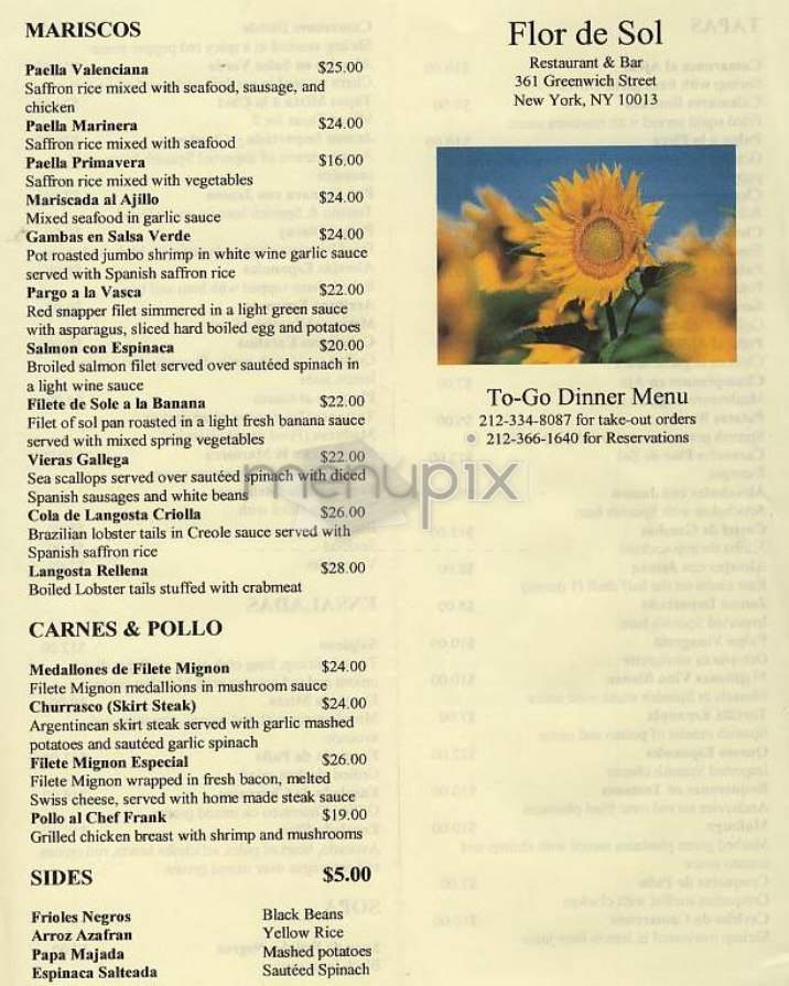 Flor de Sol - New York, NY menu_pic