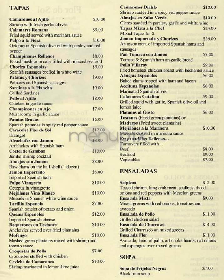 Flor de Sol - New York, NY menu_pic
