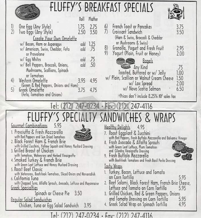 Fluffy's Cafe & Bakery - New York, NY menu_pic