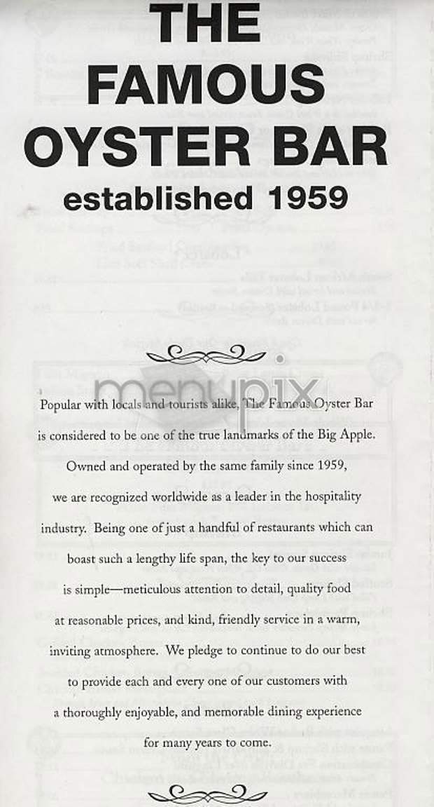 The Famous Oyster Bar - New York, NY menu_pic