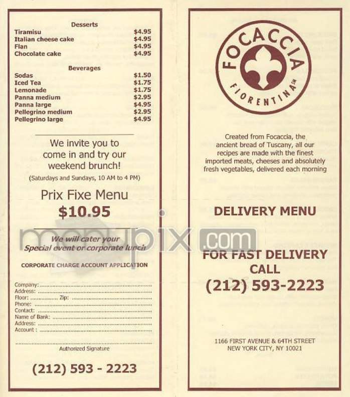 Focaccia Fiorentina - New York, NY menu_pic