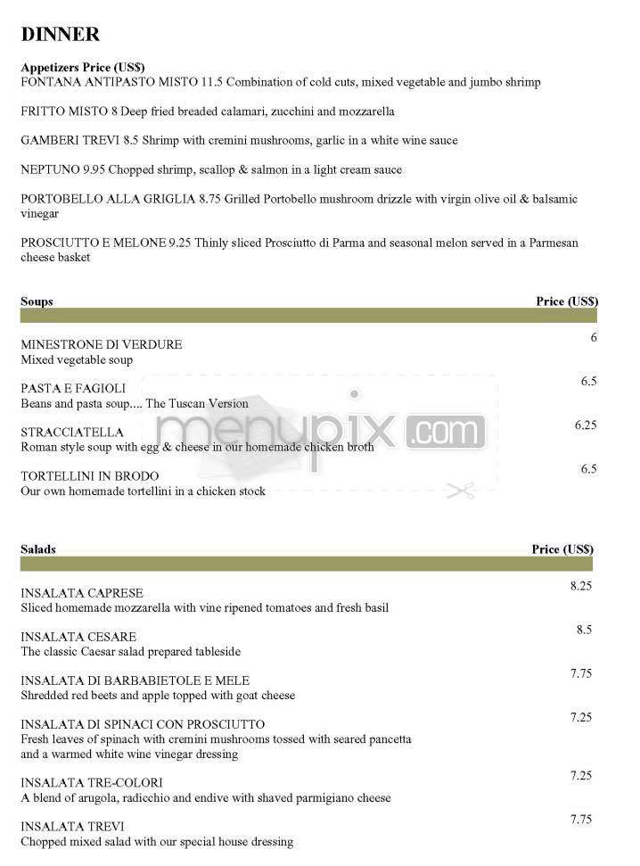 Fontana Di Trevi - New York, NY menu_pic