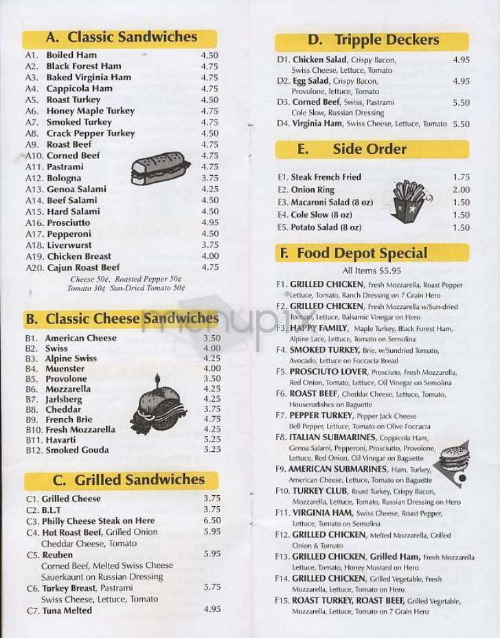 Food Depot Gourmet Deli - New York, NY menu_pic