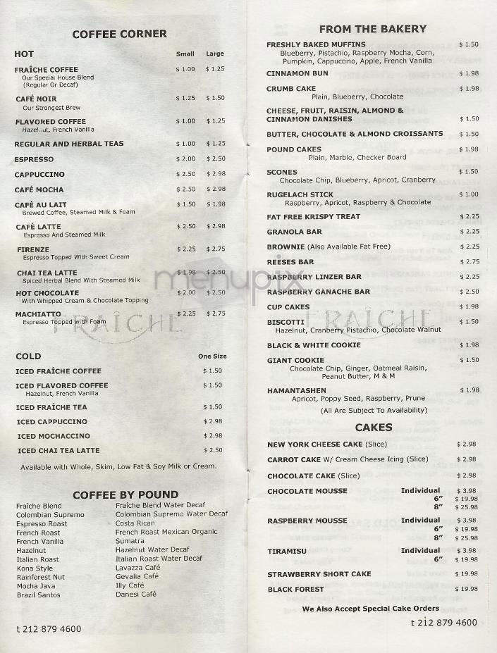 Fraiche - New York, NY menu_pic