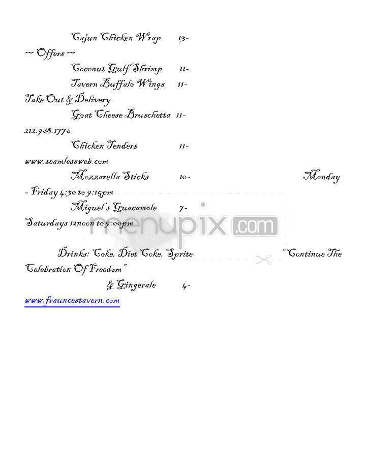 Fraunces Tavern - New York, NY menu_pic