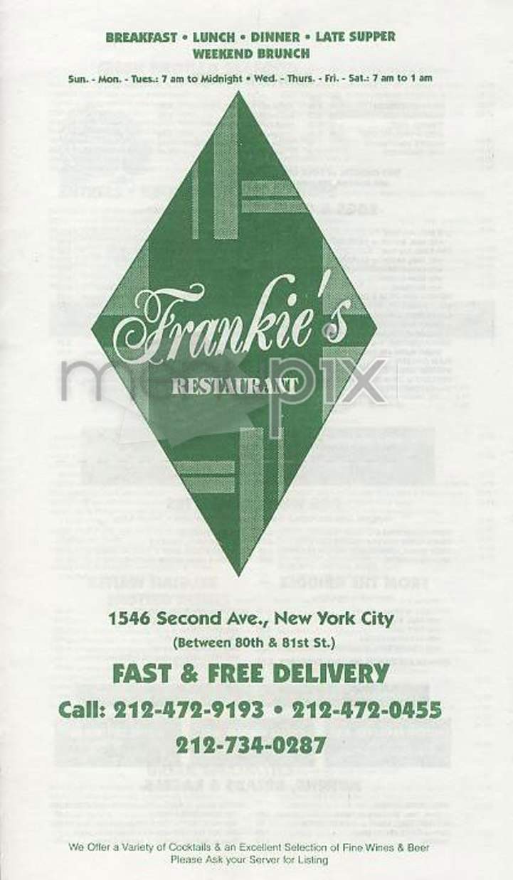 Frankie's - Burlington, VT menu_pic
