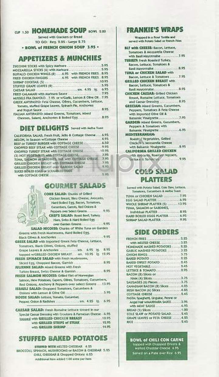 Frankie's - Burlington, VT menu_pic