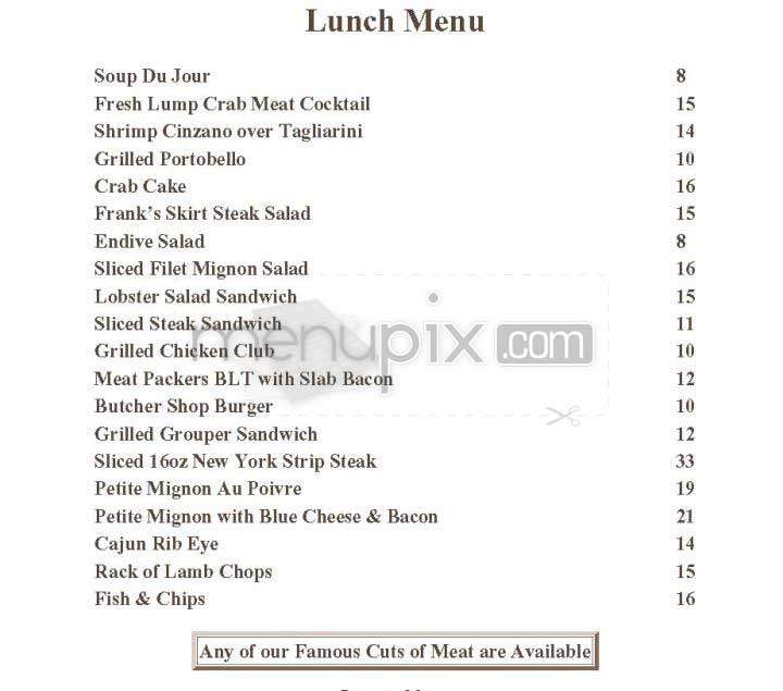 Frank's - New York, NY menu_pic