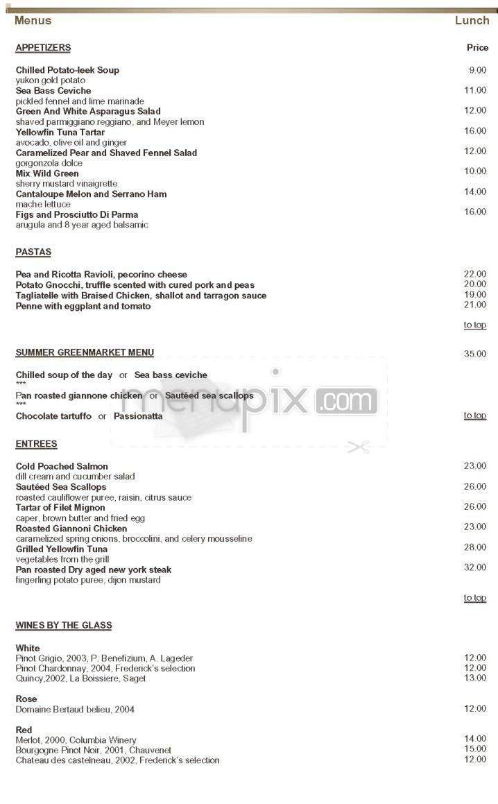 Frederick's Downtown - New York, NY menu_pic