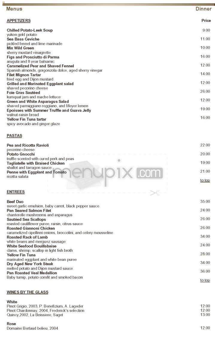Frederick's Downtown - New York, NY menu_pic