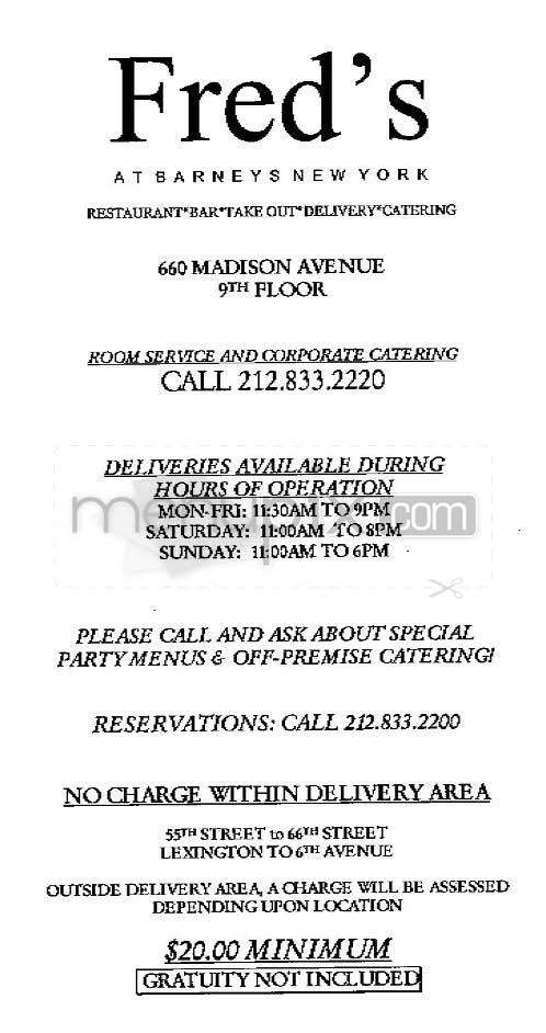 Fred's at Barneys - New York, NY menu_pic