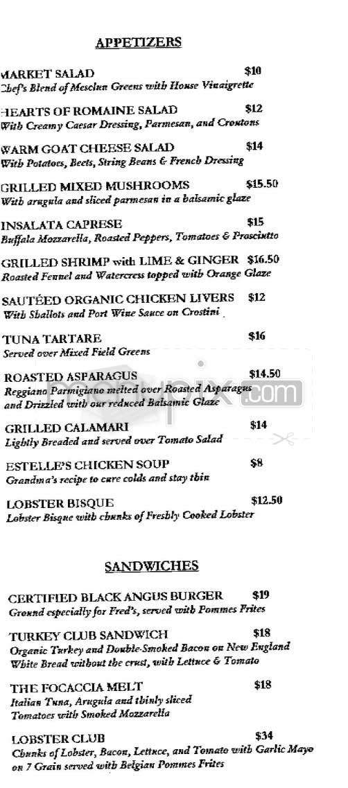 Fred's at Barneys - New York, NY menu_pic
