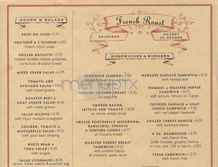 French Roast - New York, NY menu_pic