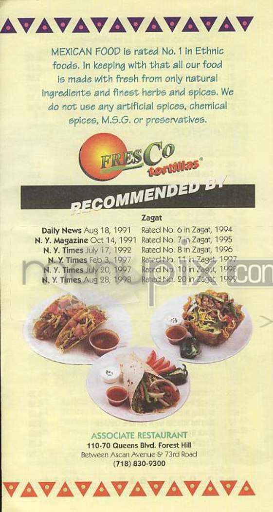 Fresco Tortilla Grill - New York, NY menu_pic