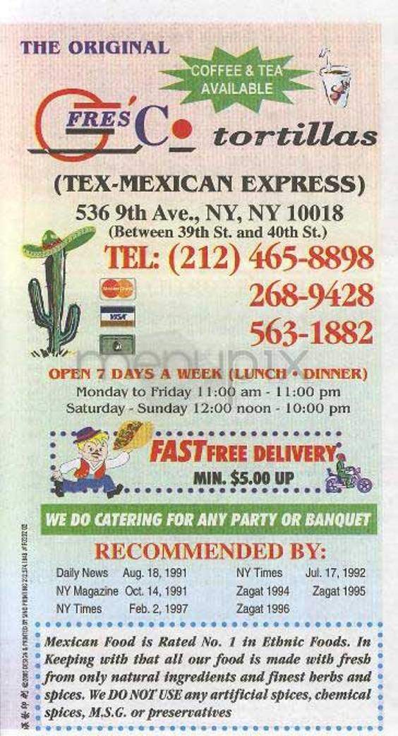 Fresco Tortillas - New York, NY menu_pic
