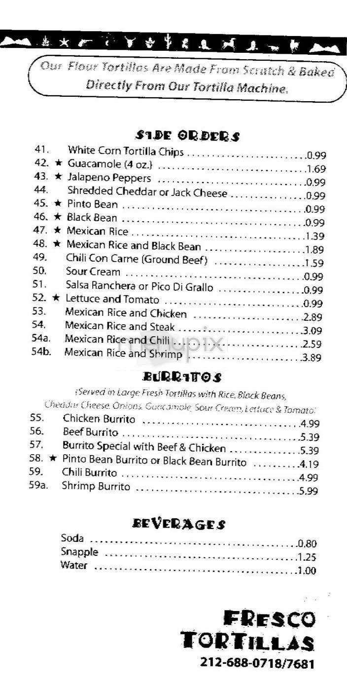 Fresco Tortillas - New York, NY menu_pic