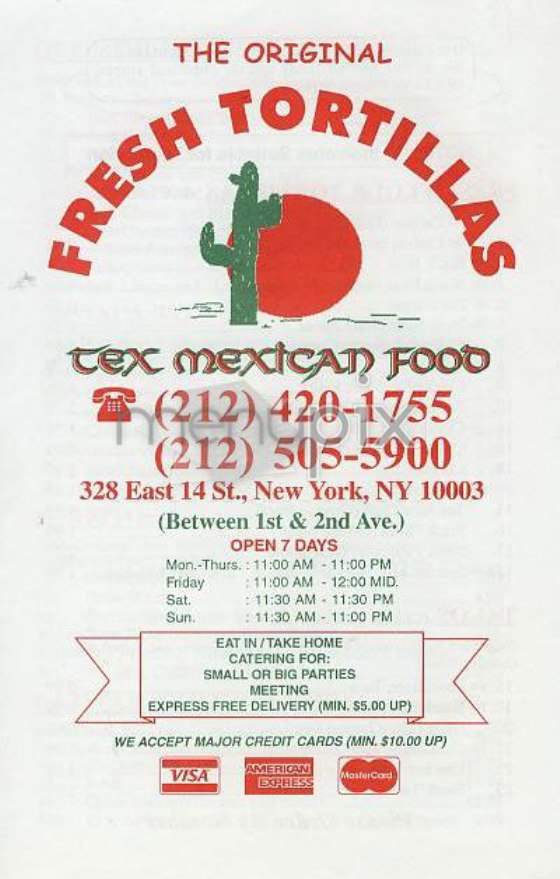 Fresh Tortillas - New York, NY menu_pic