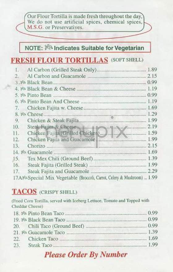 Fresh Tortillas - New York, NY menu_pic