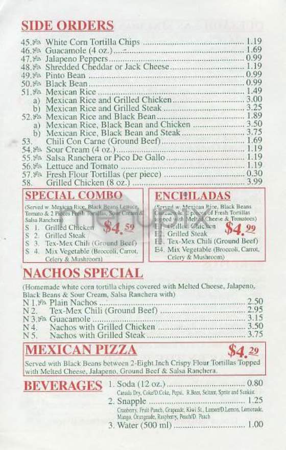 Fresh Tortillas - New York, NY menu_pic