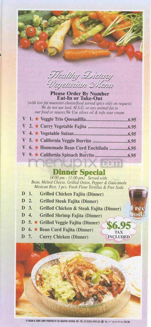 Fresh Tortilla - New York, NY menu_pic