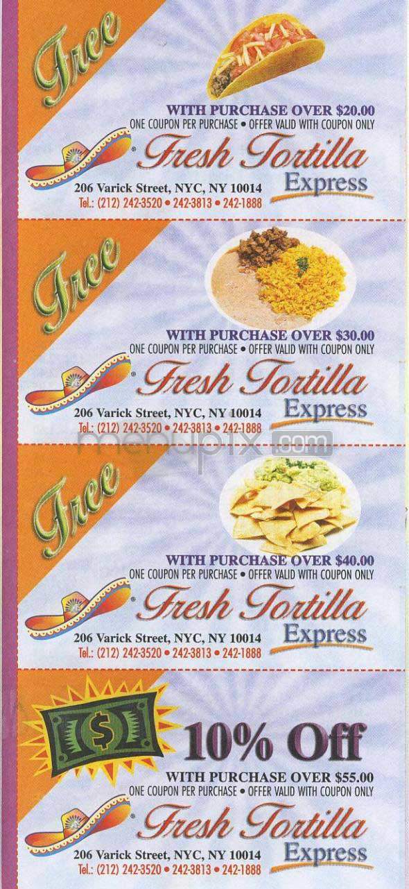 Fresh Tortilla - New York, NY menu_pic