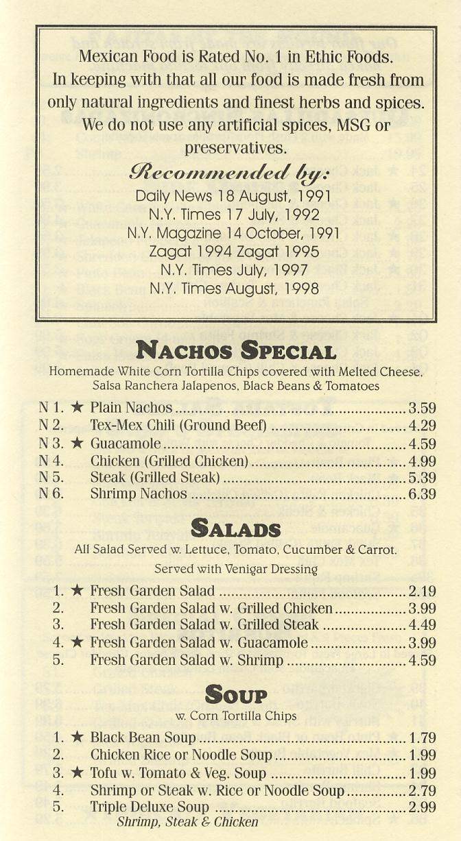 Fresh Tortillas Grill - Hoboken, NJ menu_pic