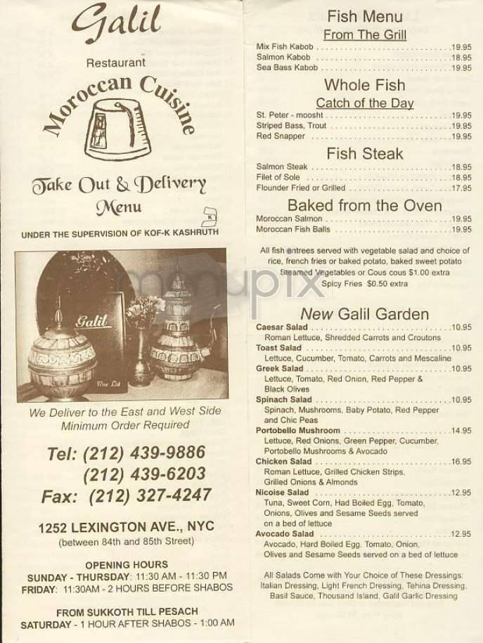 Galil - New York, NY menu_pic