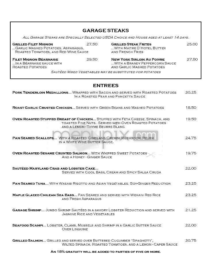 Garage - New York, NY menu_pic