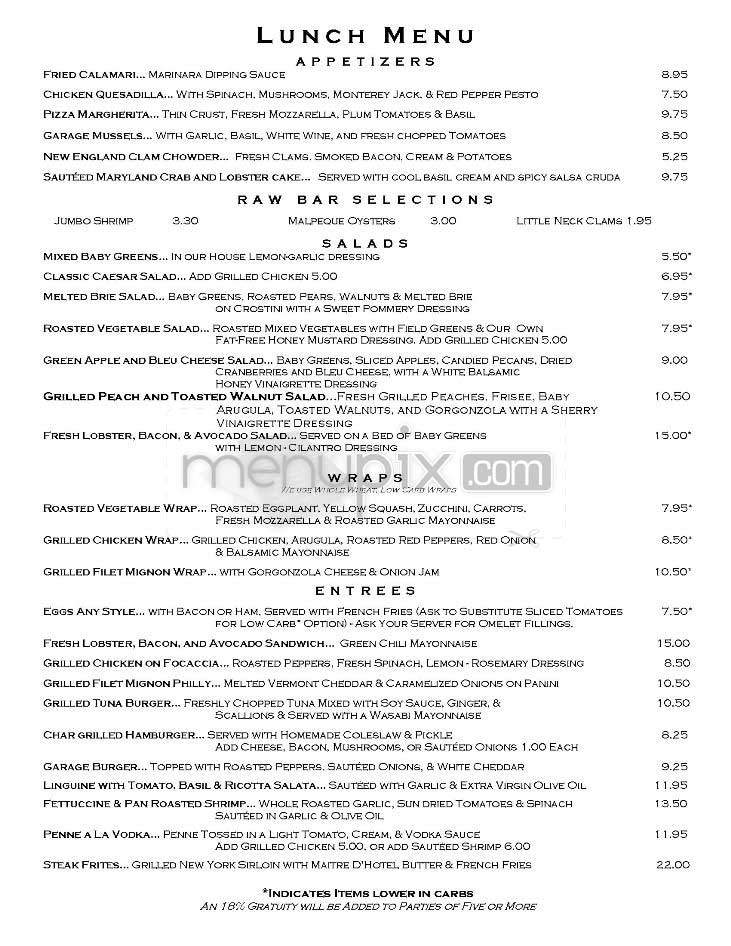 Garage - New York, NY menu_pic