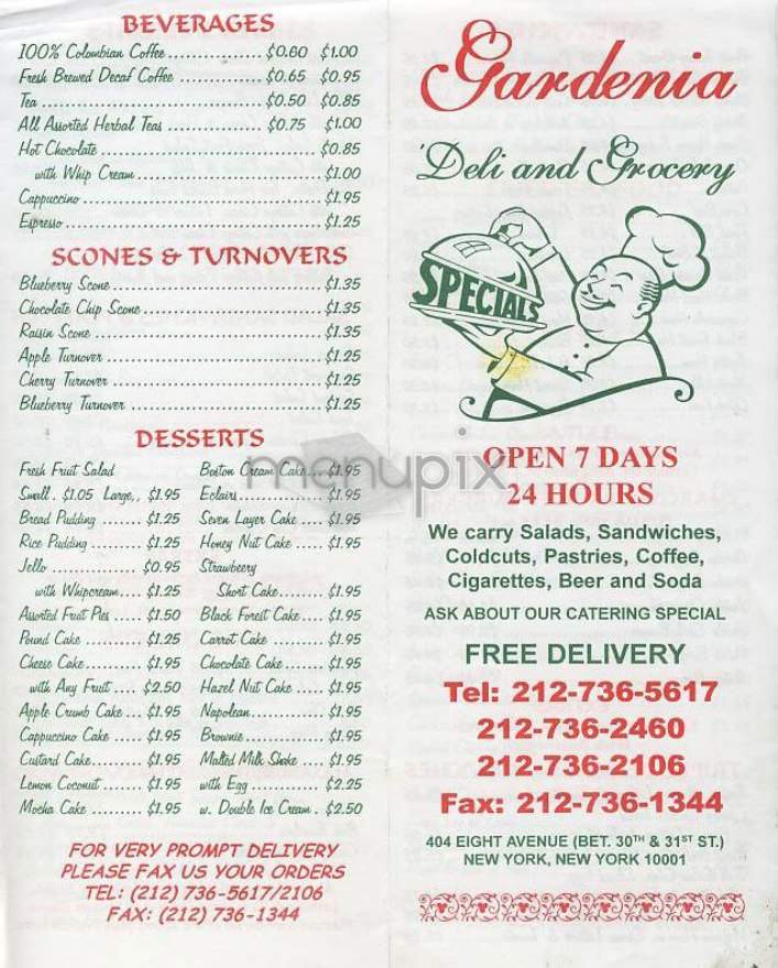 Gardenia Deli and Grocery - New York, NY menu_pic