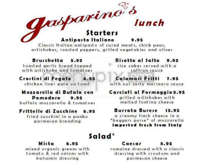 Gasparino's Pasta Joint - New York, NY menu_pic
