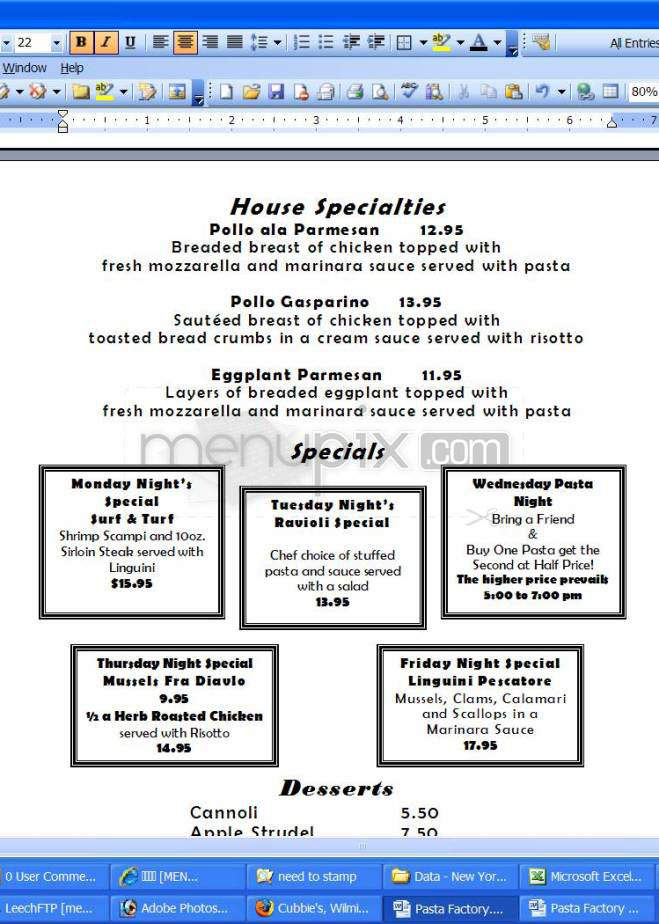 Gasparino's Pasta Joint - New York, NY menu_pic