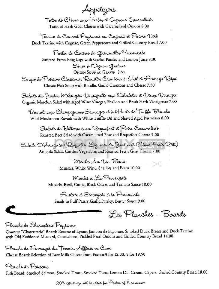 Gavroche - New York, NY menu_pic