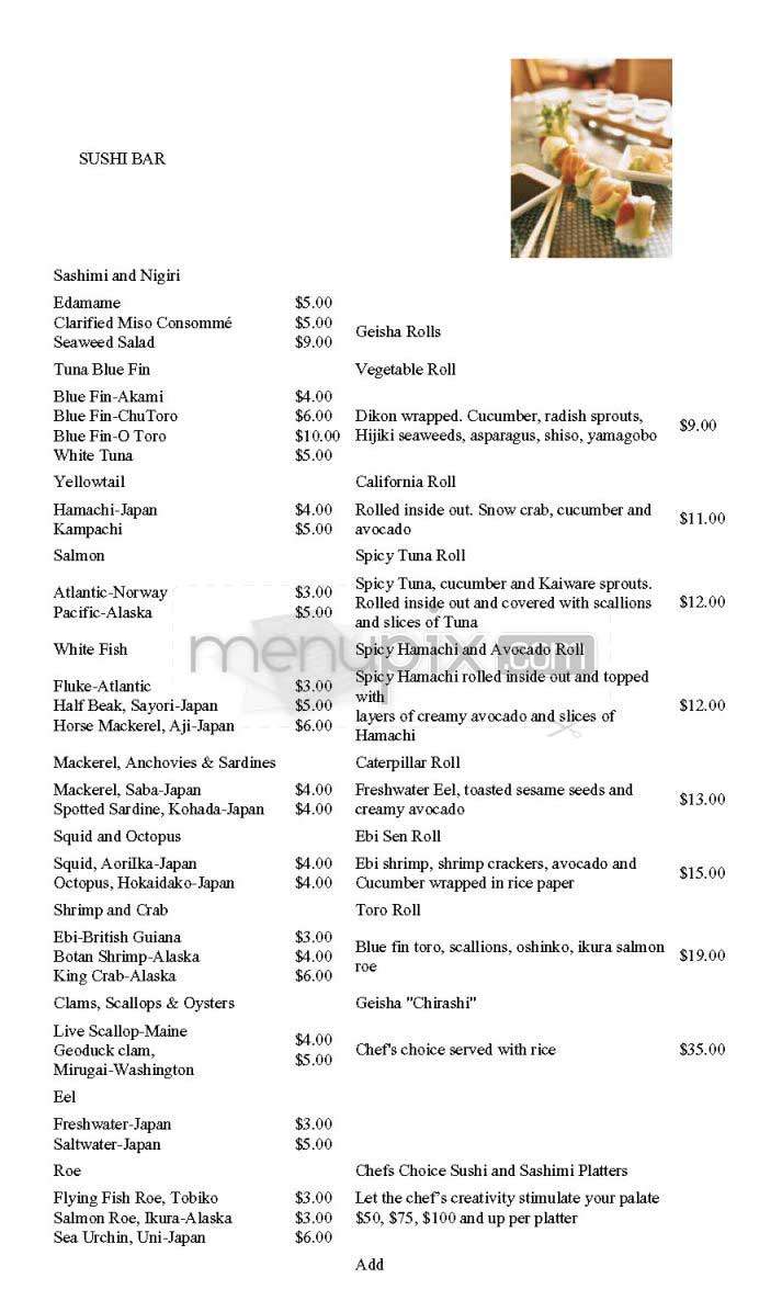 Geisha - New York, NY menu_pic