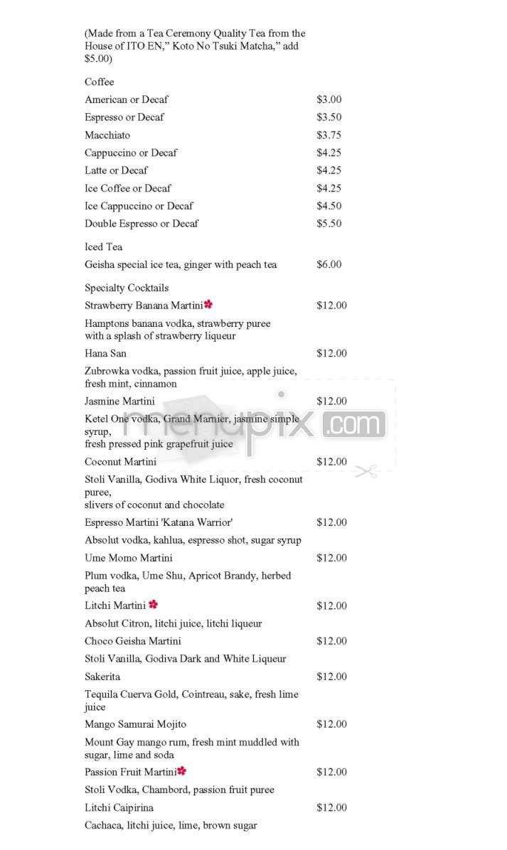 Geisha - New York, NY menu_pic