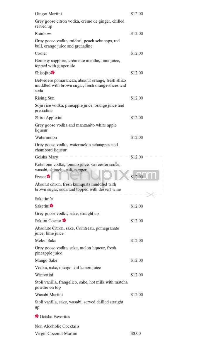 Geisha - New York, NY menu_pic