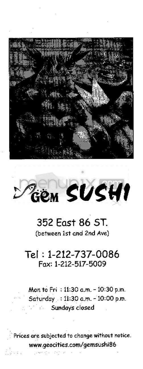 Gem Sushi - New York, NY menu_pic