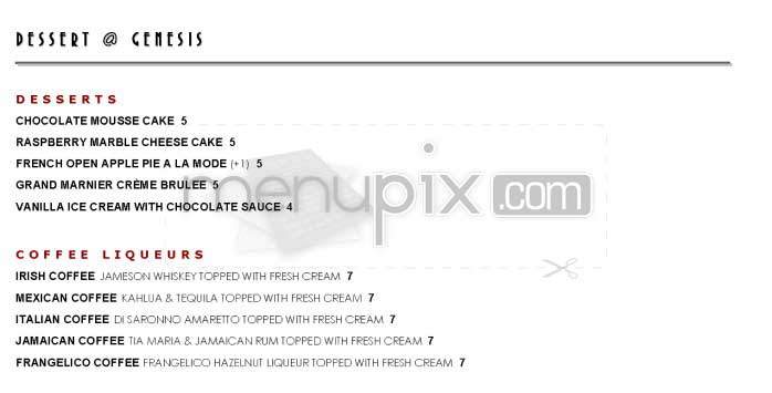Genesis Bar - New York, NY menu_pic