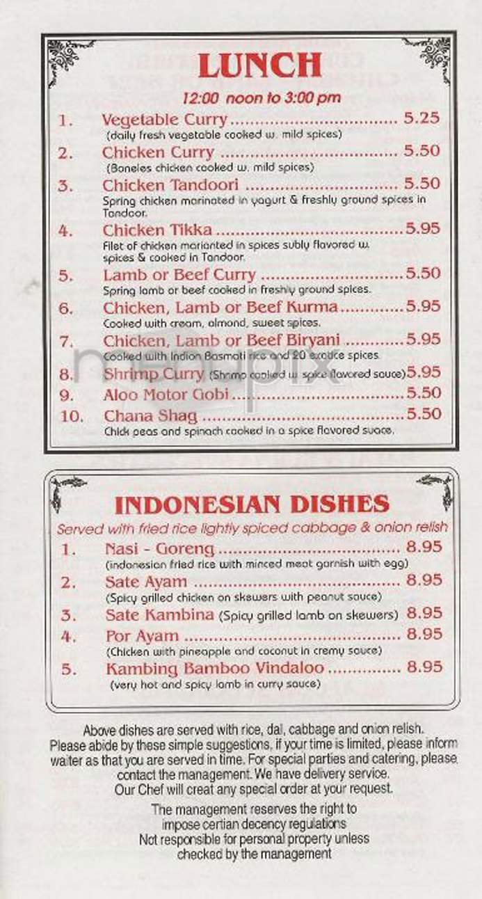 Ghandi Cafe - New York, NY menu_pic
