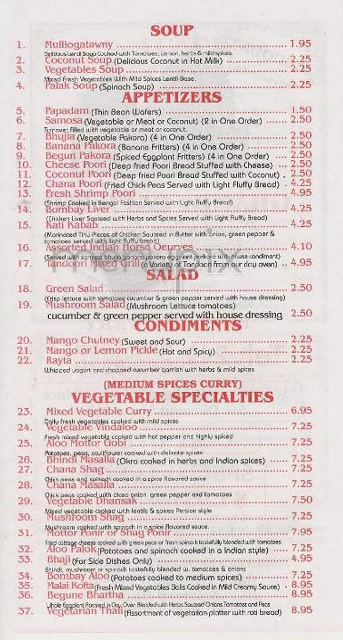 Ghandi Cafe - New York, NY menu_pic