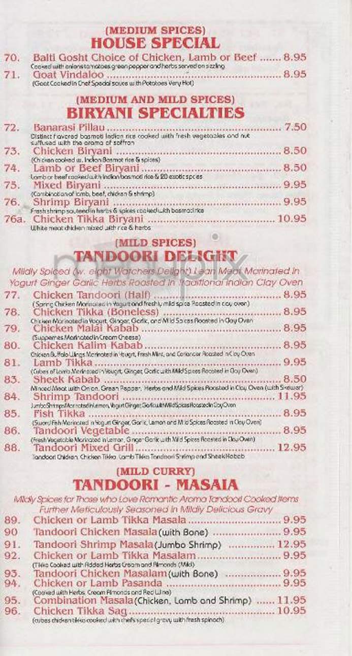 Ghandi Cafe - New York, NY menu_pic
