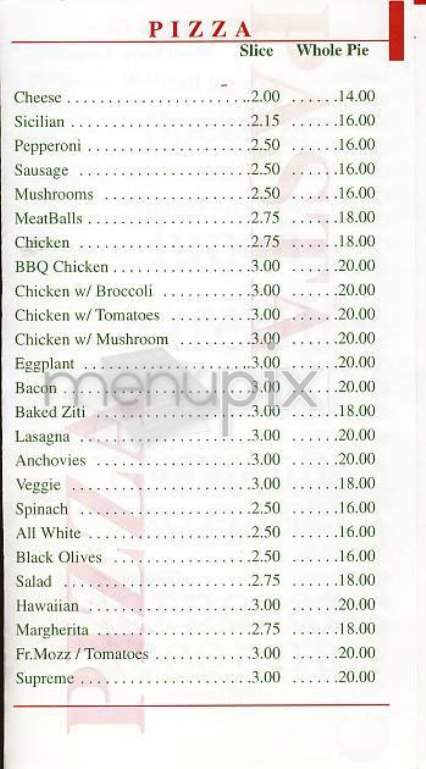 Giuseppe's Pizzeria - New York, NY menu_pic