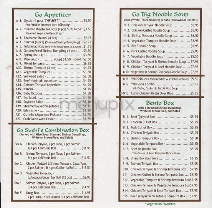 Go Sushi - New York, NY menu_pic