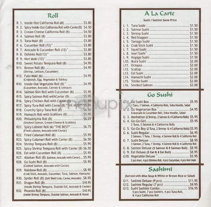 Go Sushi - New York, NY menu_pic