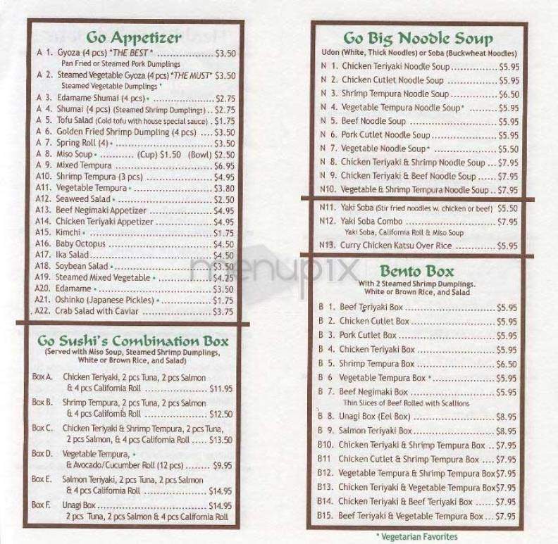 Go Sushi - New York, NY menu_pic