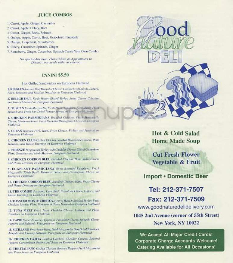 Good Nature Deli - New York, NY menu_pic