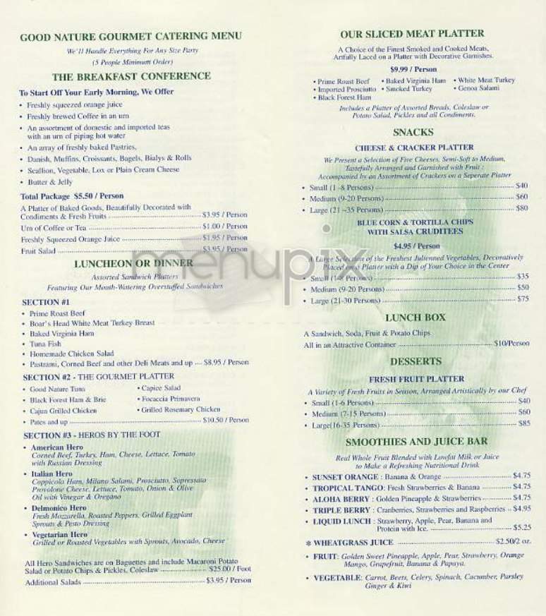 Good Nature Deli - New York, NY menu_pic