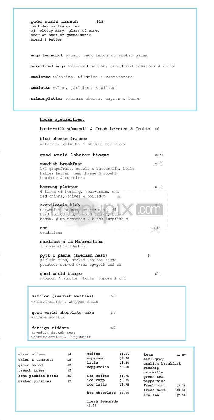 Good World Bar & Grill - New York, NY menu_pic